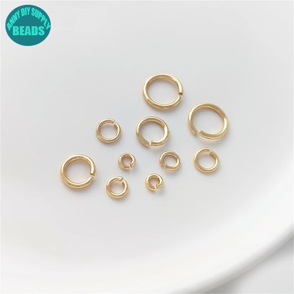 14k Gold Plated Brass Thick Open Rings,Thick Jump Rings,Open Ring,Gold Ring Connector,Open Rings