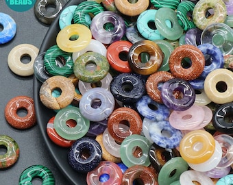 18mm Donut Gemstone beads,Natural Gemstone beads,large Hole Donut Gemstone Beads,donuts Beads,stone donut