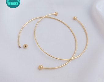 14K Gold Plating bangle with Screw beads,can attached beads or charms,Wire bracelet,DIY Bracelet Wire