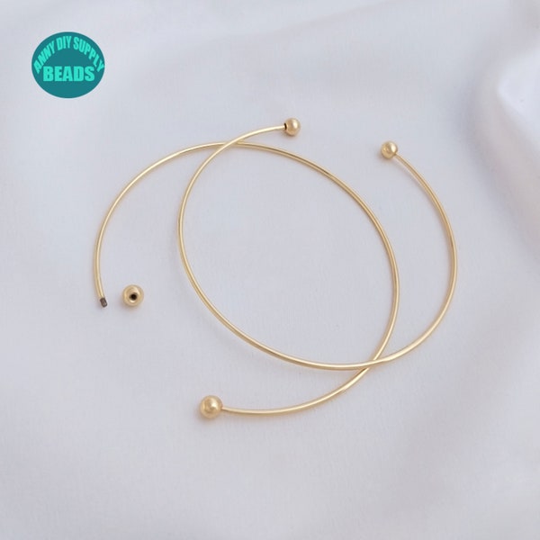 14K Gold Plating bangle with Screw beads,can attached beads or charms,Wire bracelet,DIY Bracelet Wire