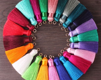 2/5/10pcs 5CM Thick Silk Thread Tassel,1.2 Diameter Good Quality Silk Tassel with rings,Thick Tassel