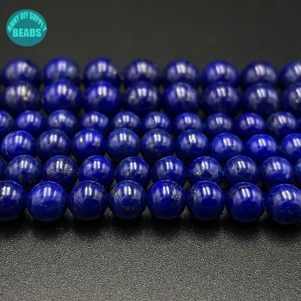 Perles de pierres précieuses lapis-lazuli de qualité AAAA de 3mm à 10mm, aucune amélioration de couleur, vraies perles de pierre naturelle, perles de Lapis Lazuli, brin complet