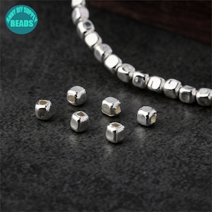 S925 Sterling Silver Tiny Cubic Beads,Silver Beads,925 Sterling Silver Beads,Tiny Silver Beads,Spacer Beads