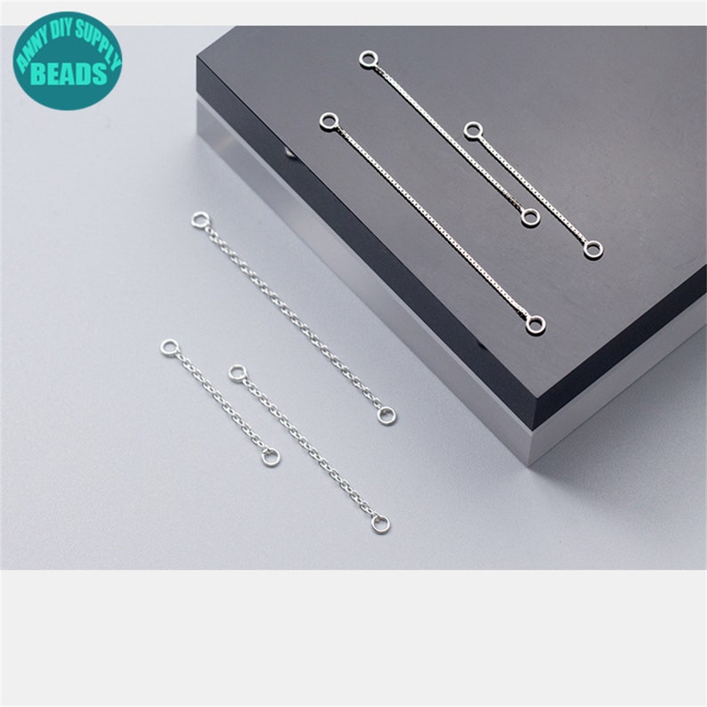 Connettore per orecchini a doppio foro in argento sterling massiccio S925, orecchini pendenti, catena di connettori, 3/4/5 cm immagine 3