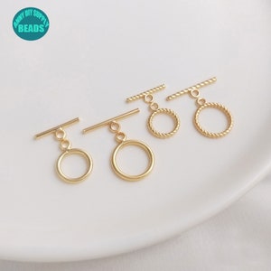 1/2/4/10/20 Set 14K Gold Plated Brass Toggle Clasp,simple Gold plated Toggle Clasp,Tiny OT Clasp