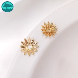11mm 14K Real gold plated Brass Bead Caps,Daisy Flower Bead caps