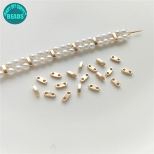 14K Real Gold Plated Brass Spacer Beads,2 Hole Spacers,Pearl Bracelet Spacers,Pearl Necklace Spacer Beads,Tiny Gold Spacers,5x2mm