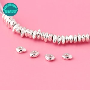 S925 Sterling Silver Spacer Irregular Shape Beads,Metal Spacer Beads,Wholesale Sterling Silver