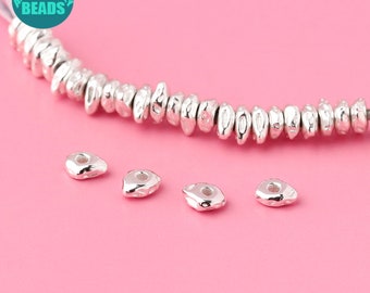 S925 Sterling Silver Spacer Irregular Shape Beads,Metal Spacer Beads,Wholesale Sterling Silver