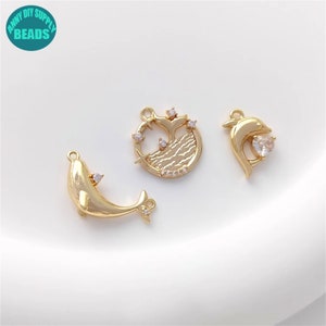 14k Gold Plated  Dolphin Charm Pendant,Necklace Pendant,ocean charms,jewelry charms,sea charms,Animal Charm,ocean charms,bracelet charm
