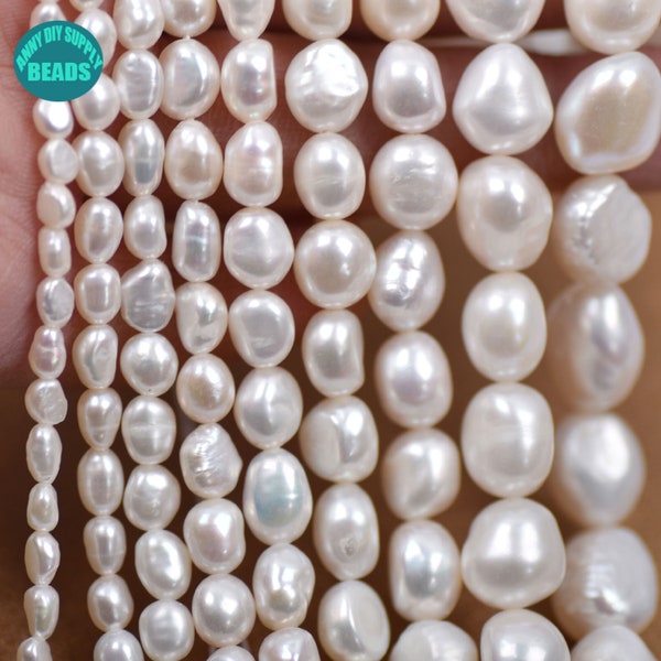 Perles perlées baroques de 4 à 11 mm, lisses des deux côtés, perles de forme irrégulière, rang complet