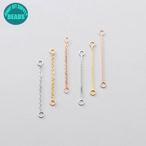Conector de pendientes de doble orificio de plata esterlina maciza S925, pendientes colgantes, cadena de conector, 3/4/5 cm