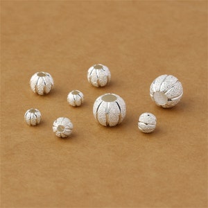 S925 Sterling Silver spacer beads,Silver Ball Beads,pumpkin beads,Large Hole Beads,Starlight beads