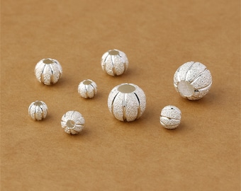 S925 Sterling Silver spacer beads,Silver Ball Beads,pumpkin beads,Large Hole Beads,Starlight beads