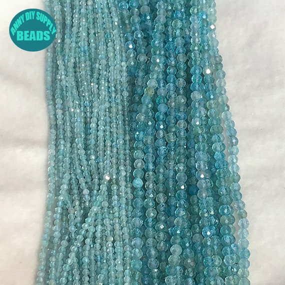 Perles D'Apatite Néon Naturelle Facettées Ronde 2-3 Mm - Qualité AAA, Pour Bijoux DIY