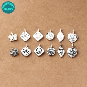 S925 Sterling Silver Tag Charm,Animal Charm,Tiny Butterfly Charm,Silver Sun Charm,Lotus Charm,Ghost Charm,Bracelet Charm