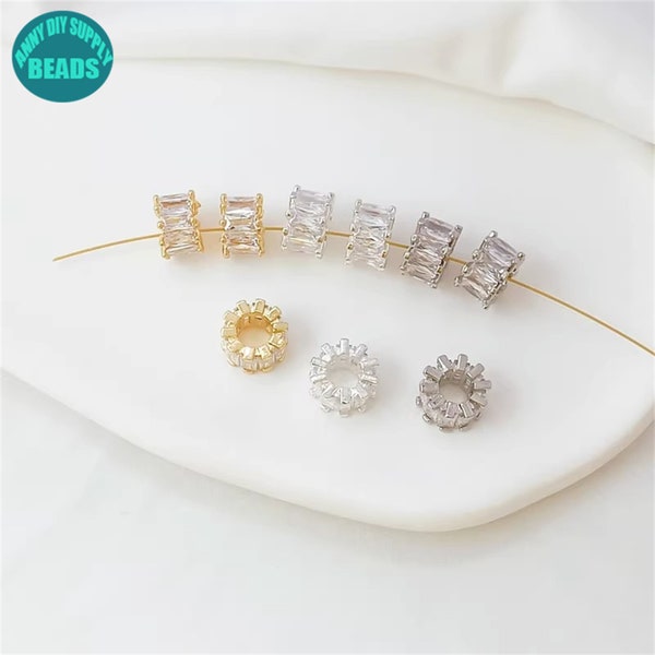 10mm Gold Plated Cz Beads,Cubic Zircon Beads,Gold Plated Beads,Pave Beads,Spacer Bead,Rhinestone Beads,large hole beads,Necklace pendant