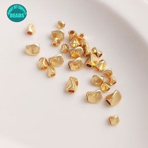 10/50/100PCS 14K real Gold plated Twisted beads,Bracelet spacer beads,4x5mm