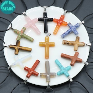 28x40mm Natural Gemstone Pendant,Cross Pendant,Religious Pendant,Cross Jewelry,Cross Charm,Cross Necklace Women