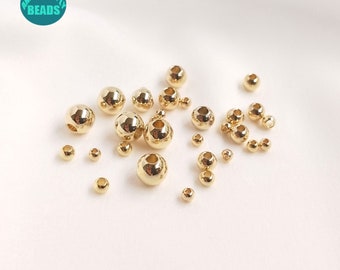 Ronde messing kralen met een 14K lichtgouden plating: 2,5-6 mm tussenkralen