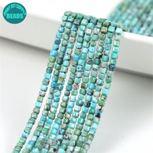 2mm Faceted Cubic Genuine Natural Blue Turquoise Beads,Faceted Turquoise Gemstone Beads,Tiny Cubic Beads,Tiny Gemstone Beads,Full Strand
