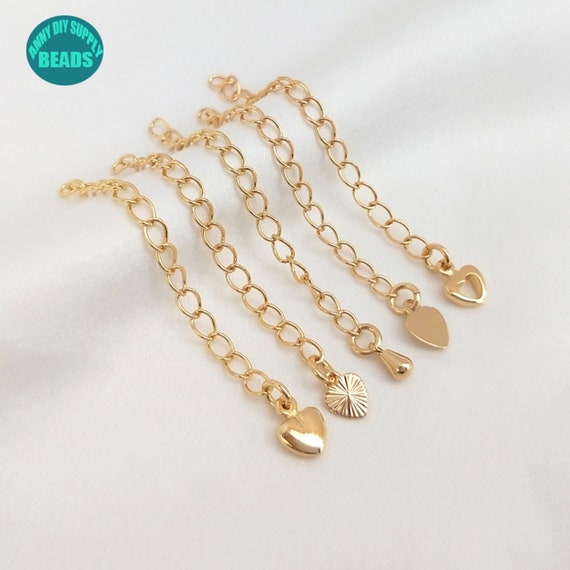 Rallonge De Chaîne En Or 18 Carats Pour Collier, Bracelet, Composants D'approvisionnement, Rallonges, Fermoirs à Griffes De Homard Avec Chaîne D'extension En Or DIY009 - France