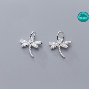 1/2/4/10PCS Sterling Silver dragonfly Charm,Animal Charm,Small Silver Charm Pendant,earring Charm,Bracelet Charm
