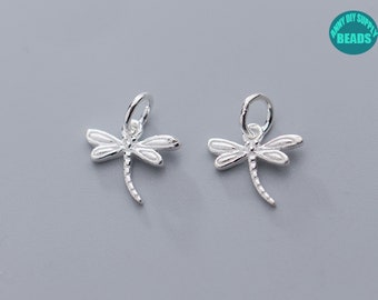 1/2/4/10PCS Sterling Silver dragonfly Charm,Animal Charm,Small Silver Charm Pendant,earring Charm,Bracelet Charm