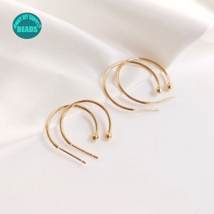 14K Real Gold Plated Brass Earring Stud,C Earring Stud,C Earring,Half Circle Earring,earring making supply