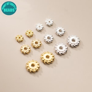 S925 Sterling Silver Flower beads Spacer,Silver spacer beads,Silver Rondelle beads,4mm Bead spacers,silver rondelle