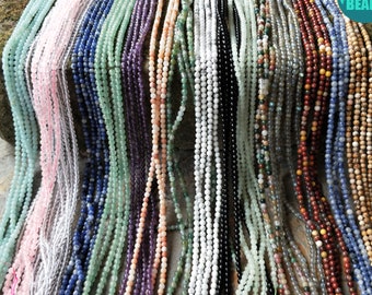 3mm kleine runde Edelsteinperlen, Jadeperlen, Sodalithperlen, Quarzkristallperlen, 40 cm voller Strang