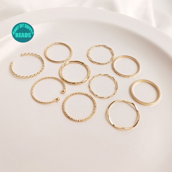 14K real Gold Plated Brass Rings,Simple Gold Rings