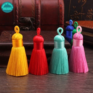 66 colors 4Cm Silk Rayon Tassel,1.2mm Diameter Good Quality thick Silk Tassel with rope ring,Jewellery Supply Shop Wholesale Tassel Pendant