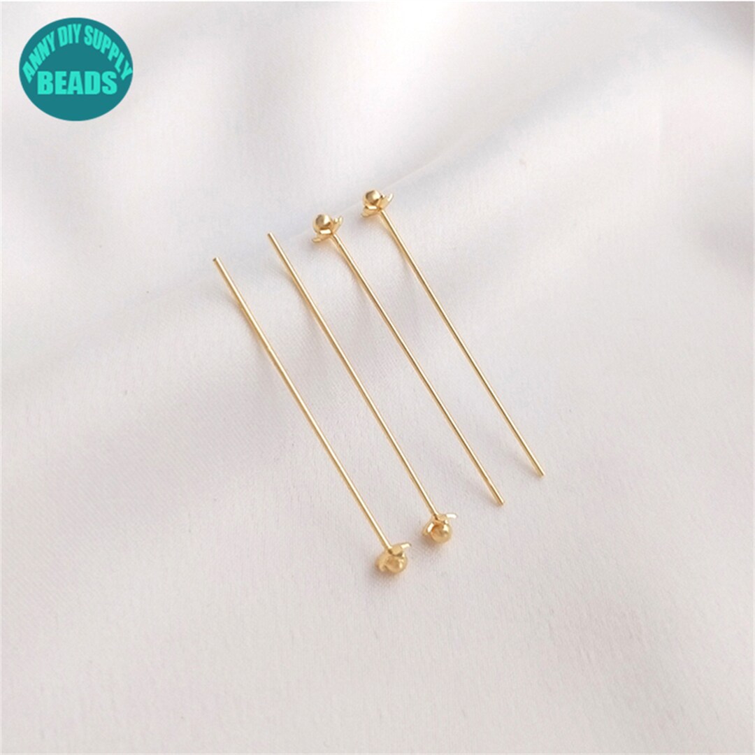30mm 14K Gold Plated Brass Flower Head Pins,jewelry Pin,thickness 0.6mm