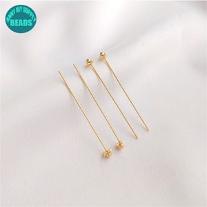 30mm 14K Gold Plated brass flower head Pins,Jewelry Pin,Thickness 0.6mm