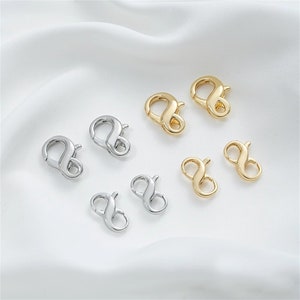 14K Real Gold Plated Brass Infinite Symbol Lobster Clasp,Necklace bracelet End clasp for DIY Jewelry Making Supply