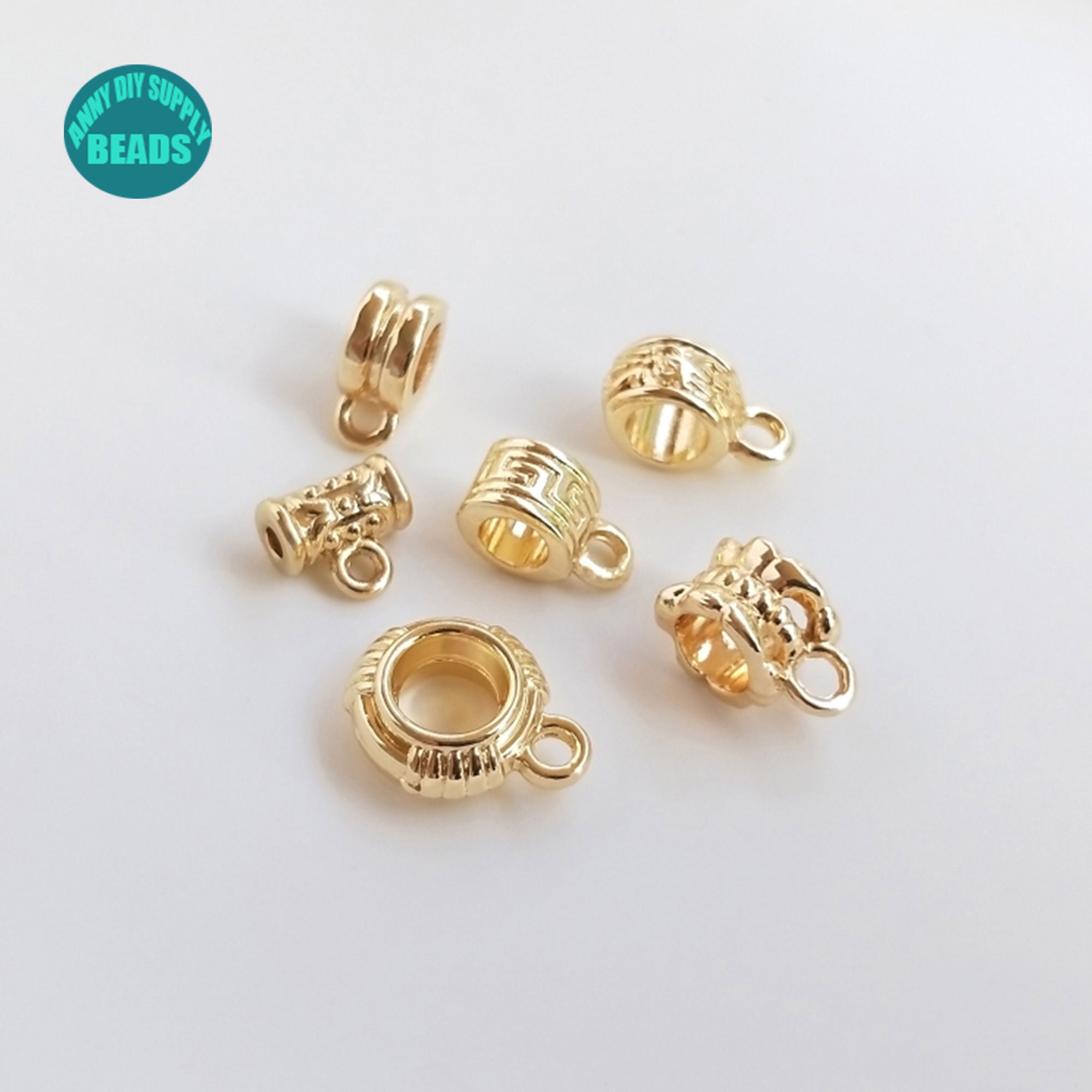 1/5/10/20 pièces préfabriquées en laiton plaqué or 14 carats, préfabriquées pendantes, préfabriquées avec anneau, support pour pendentif, préfabriquée