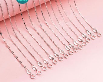 Chaîne en argent sterling S925 massif, chaîne de collier en argent sterling, 16 pouces/18 pouces
