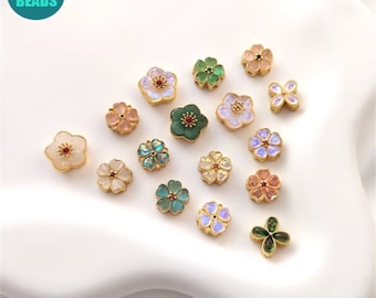 18K Matt Gold Plated brass Beads,Hollow Out beads,Flower Beads,Fake Opal beads,Summer Flower Beads,Flat Round Beads,Cake Beads,Focal beads