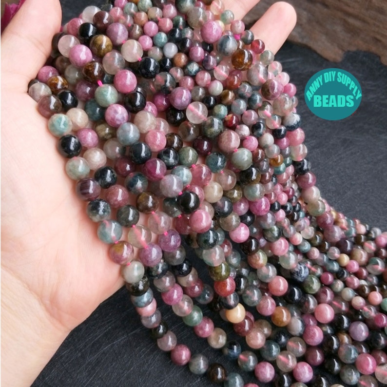 456810mm Natural Tourmaline beads,Genuine Tourmaline beads,Gemstone Beads,Full Strand