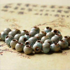 Pottery beads Ice Crack Ceramic Beads Green Beads Sky-Blue Beads Mixed Color Beads Beads For Bracelet image 3