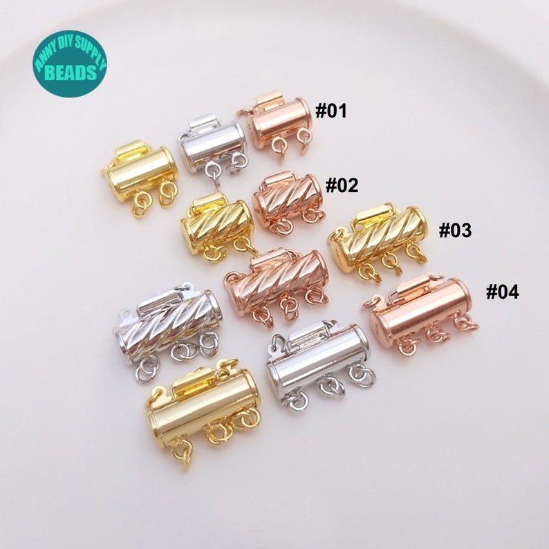 1/5/10 pcs 14K Gold plated Layered Detangler Clasp,Multi Strand Necklace Detangler Clasp,Layering Necklace Clasps,Box Clasp,12mm image 2