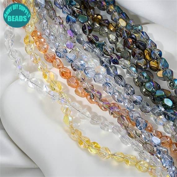 Collier Perles Verre Transparent Facetté – Neuf Sans Emballage