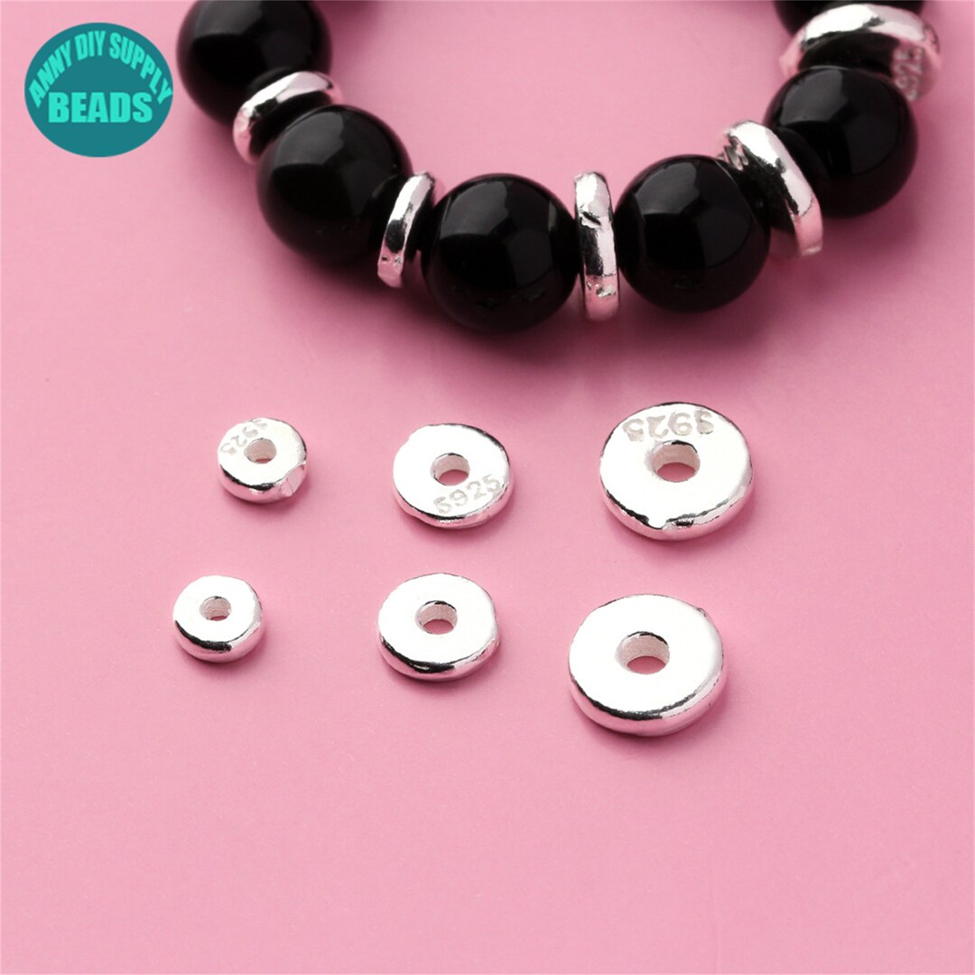 S925 Sterling Silver Rondelle Beads,silver Spacers Beads,silver Wheel Beads,wheel Beads,round