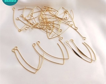 14k Gold Plated Brass Earring Hooks: V Ear Wire