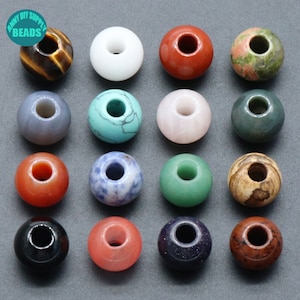 16mm large Hole gemstone round Beads,5mm Hole beads,Natural Gemstone beads,large Hole round beads