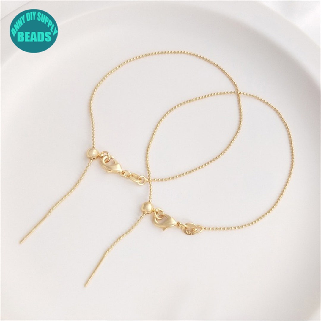 14k Gold Plated Ball Chain Bracelet,adjustable Bracelet Chain With