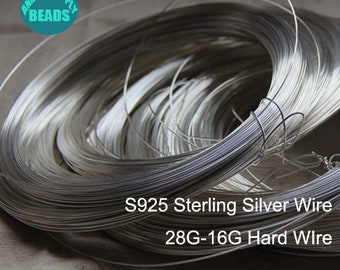 S925 Sterling Silver Wire,16 Gauge-28 Gauge Beading Wire, Round Wire,Hard Silver Wire,Wire Wraped Jewelry Silver Wire
