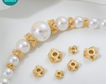 14K Gold Plated wrinkle Spacer Beads ,Gold Spacers,Lace Gold Spacers,Bracelet Beads,Bracelet Spacers,Jewelry Making Supply
