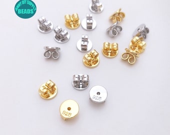 1/10/20/50 pair High Quality Gold Plated Brass Ear Backs,Earring backing,Earring Nuts, 6mm Wholesale Ear Backs